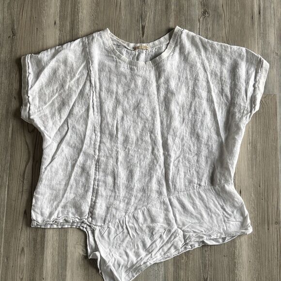 New Collection Italian Made Linen Top With Asymmetrical Bottom -  Size Large - Picture 3 of 8
